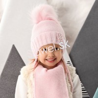 Detské čiapky zimné - dievčenské so šálikom - model - 2/720